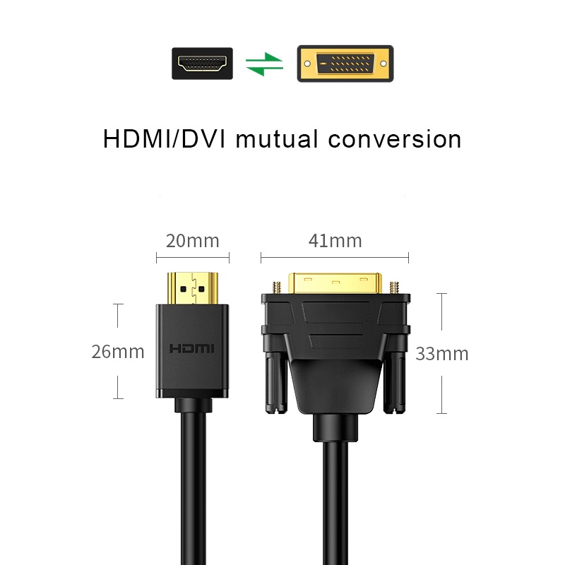 hdmi-เป็น-dvi-สาย-dvi-to-hdmi-สายอะแดปเตอร์แปลง-การส่งสัญญาณแบบสองทิศทาง-dvi-d-24-1-รองรับ-1080p