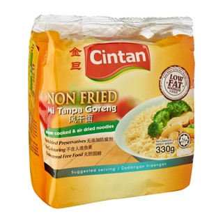 บะหมี่ Cintan ไม่ทอดน้ำมัน เจ สำหรับผัด (ฮาลาล )  Cintan  Non-Fried Original Instant Noodle 金旦风干面 Mi Tanpa Goreng330g  (