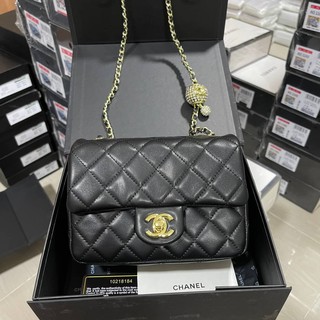 Chanel สายมีตุ้มปรับระดับได้ค่ะ สีดำ Grad hiend Size 17CM   อปก.free box set