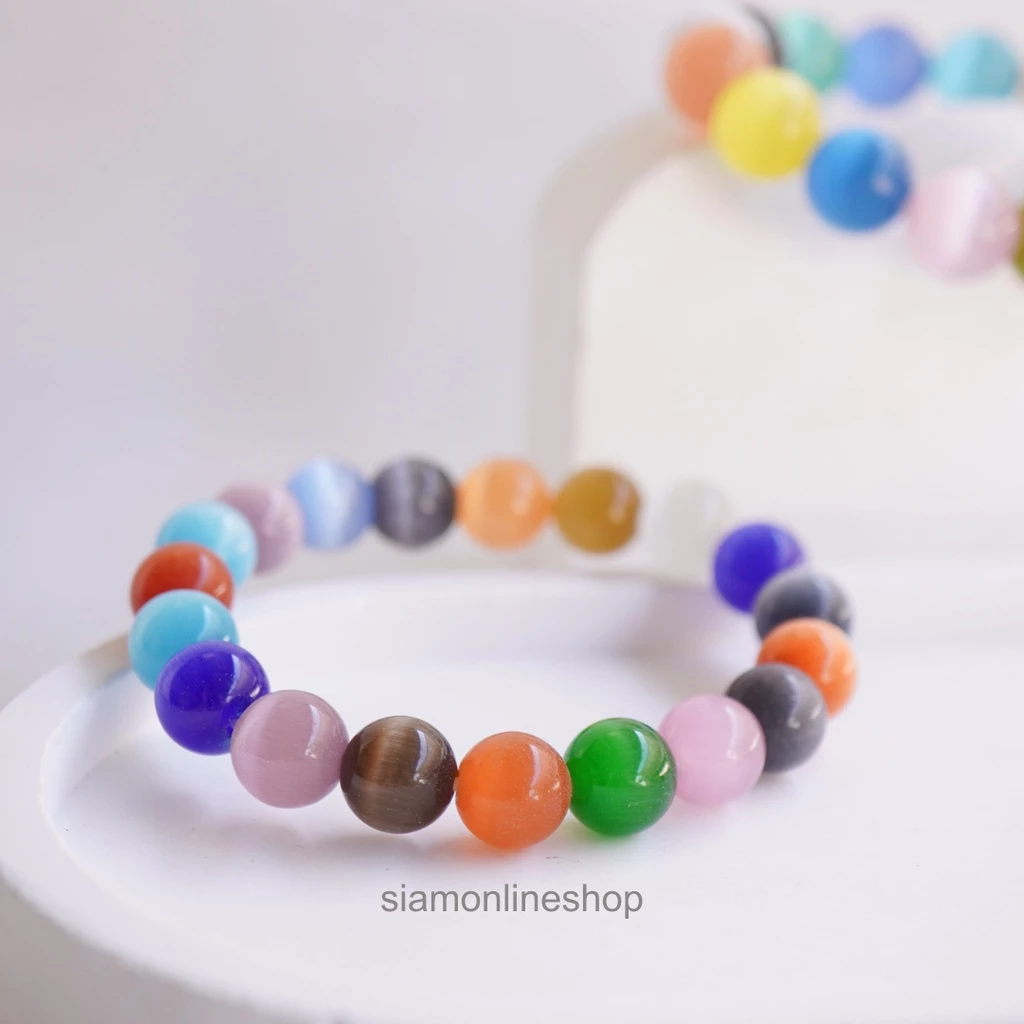 CATEYE หินตาแมว หลากสี เลือกขนาดเม็ดหินได้ สร้อยข้อมือหินแท้ https://wayoza.com