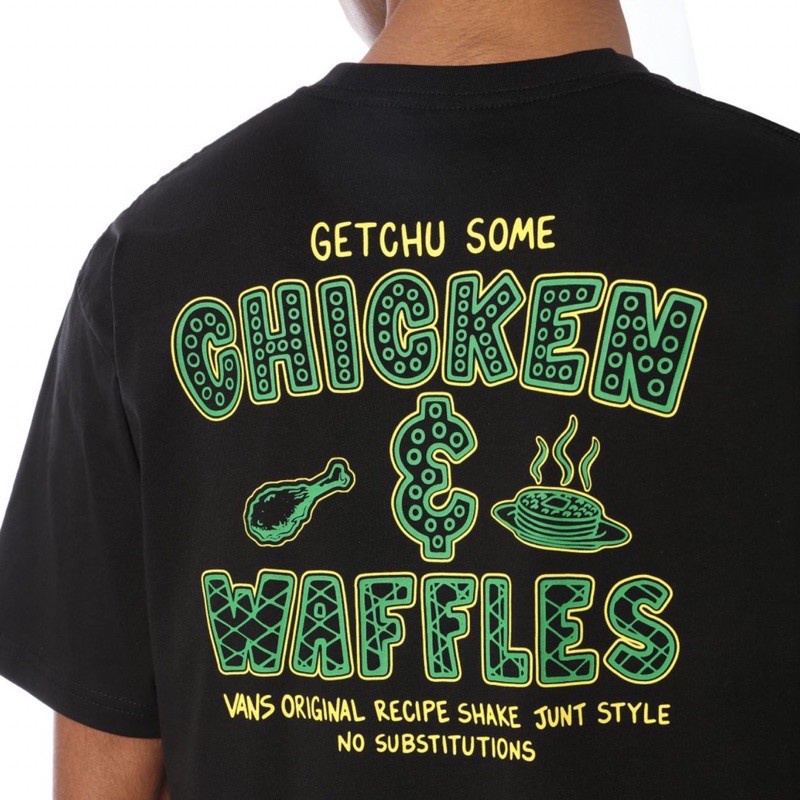 เสื้อยืดvans-shake-junt-chicken-amp-waffle-ss-black-สินค้ามีประกันแท้เรียบง่าย