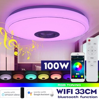 โคมไฟติดเพดาน LED RGB 200W WiFi บลูทูธ ควบคุมผ่านแอพ พร้อมรีโมต สําหรับห้องนอน