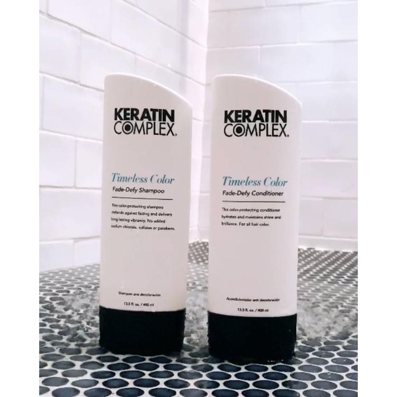 keratin-complex-timeless-color-fade-defy-shampoo-conditioner-400-ml-ป้องกันการเฟดของสีเติมความชุ่มชื้นสำหรับผมผ่านการฟอก