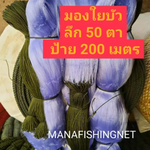ตาข่ายรุมหู-ดักปลา-ลึก-50-ตา-เอ็นใยบัว-ป้ายยาว-200-เมตร