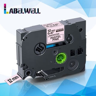 12mm*4m label tape Compatible for MQE31 Laminated  Black on Pastel Pink printer ribbon for label maker