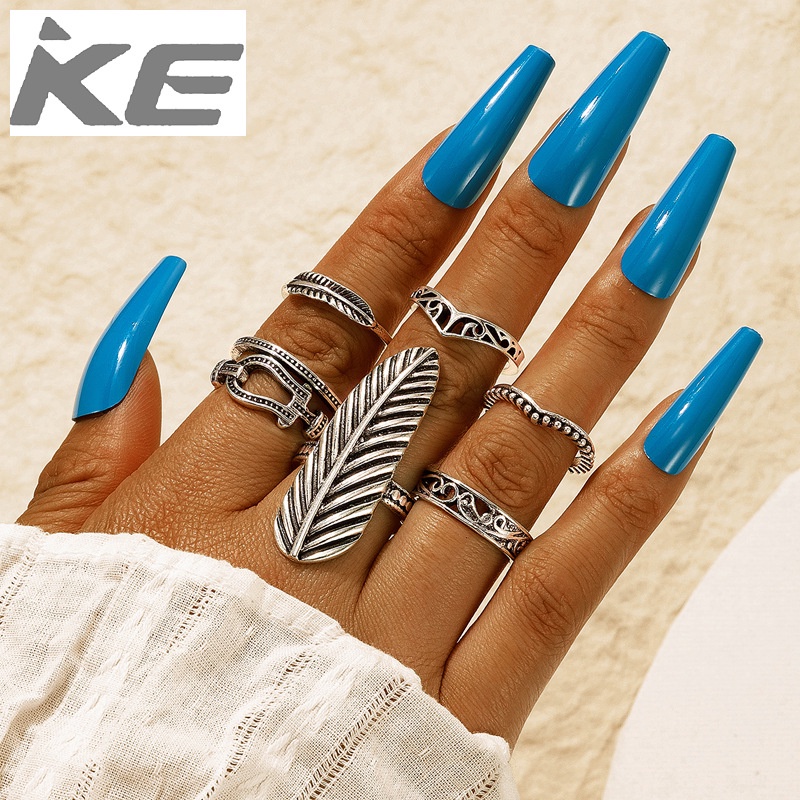 accessories-vintage-feather-ring-set-geometric-hollow-ring-six-piece-set-for-girls-for-women-l