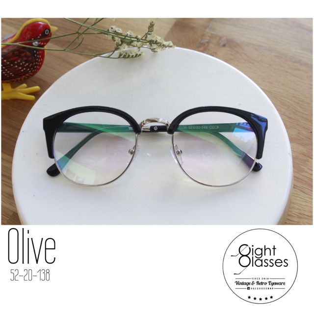 olive-กรอบแว่นตาวินเทจ