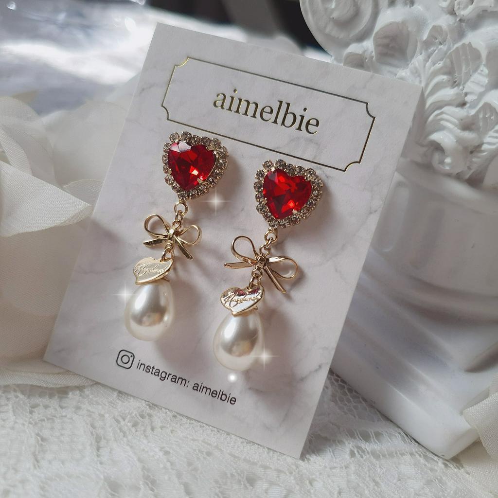 เครื่องประดับ-รูปแอมเมลบี้-สไตล์เกาหลี-ต่างหูน่ารัก-สีแดง-สําหรับผู้หญิง