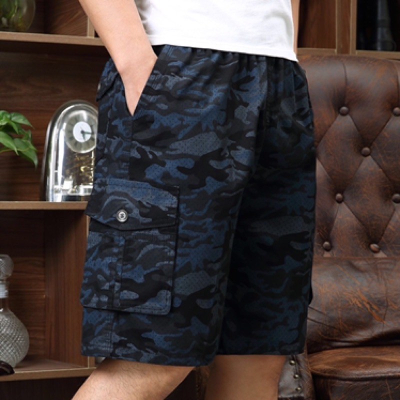 ภาพหน้าปกสินค้ากางเกงขาสั้นลายพรางฤดูร้อนพลัสไซส์ผู้ชายXL-5XLP815 สามสี
