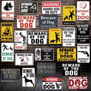 โปสเตอร์โลหะรูปสุนัข 20 beware of the dog guard on duty danger สําหรับตกแต่งเทศกาลคริสต์มาส 519