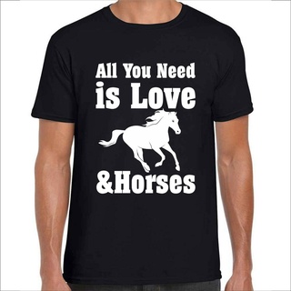 เสื้อยืดสีขาวเสื้อยืด พิมพ์ลาย All You Need Is Love And Hores Horse Riders โอเวอร์ไซซ์ เหมาะกับของขวัญวันพ่อ สําหรับผู้ช