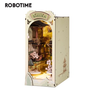 Robotime Rolife ชุดโมเดลหนังสือซากุระ พร้อมไฟ LED สําหรับตกแต่งบ้านตุ๊กตา TGB05