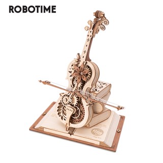 Robotime กล่องดนตรีเชลโล่ จิ๊กซอว์ไม้ 3D ของเล่น ของขวัญ สําหรับเด็ก AMK63 199 ชิ้น