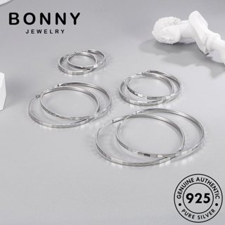 BONNY JEWELRY 925 แท้ เกาหลี ต่างหู ห่วง เครื่องประดับ ตุ้มหู ผู้หญิง ต้นฉบับ Silver เครื่องประดับ แฟชั่น เงิน หนีบ วงเวียนใหญ่ M001