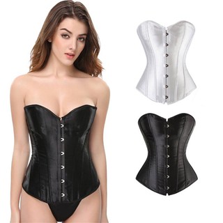 ภาพขนาดย่อของสินค้าชุดคอร์เซ็ท รัดเอว กระชับสัดส่วน Corsets And Bustiers Women Satin Bustier Lace Up Boned Top Corset Overbust Brocade Ste