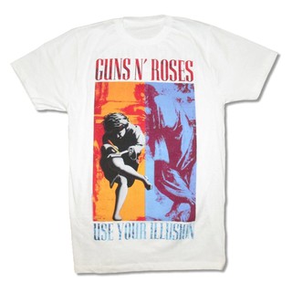 เสื้อยืดสีขาวเสื้อยืดพิมพ์ลาย Guns N Roses Use Your Illusion สำหรับผู้ชายS-4XL