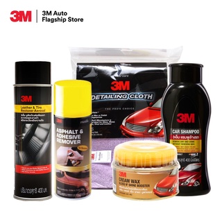 3M Set แชมพูล้างรถ Car Shampoo 400ml. PN39000LT + Cream Wax Gloss NShine Bosster + ผ้าไมโครไฟเบอร์สีม่วง PN39017L/S + PN9886 + PN39041A