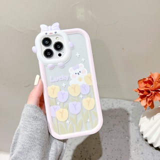 เคสโทรศัพท์มือถือ กันรอยกล้อง ลายดอกไม้ หมี มอนสเตอร์ สําหรับ Apple Iphone 678plus 14plus 11 12 13mini xsmax xr