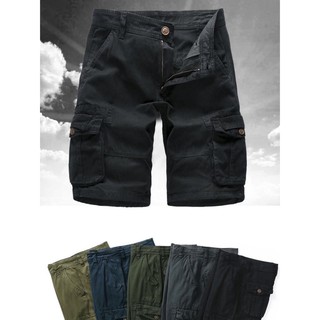กางเกงขาสั้นผู้ชาย แบบคาร์โก้ (6ช่องกระเป๋า) กางเกงผู้ชายใส่สบาย 6 ส่วน คลุมเเข่า ผ้านิ่ม สีไม่ตก พร้อมส่งจากไทย 97051