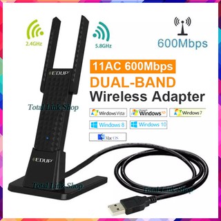 🌟รับสัญญาณแรง! แบบตั้งโต๊ะ🌟ตัวรับสัญญาณเสาคู่ WiFi USB Adapter 600Mbps (สายยาว1ม) EDUP-WiFi-600 เสาคู่แบบตั้ง(3)