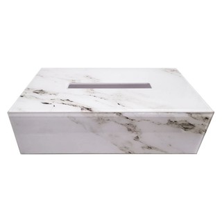 กล่องใส่ทิชชู กล่องทิชชูอะคริลิก KECH MARBLE สีขาว อุปกรณ์บนโต๊ะอาหาร ห้องครัว อุปกรณ์ TISSUE BOX KECH MARBLE ACRYLIC WH