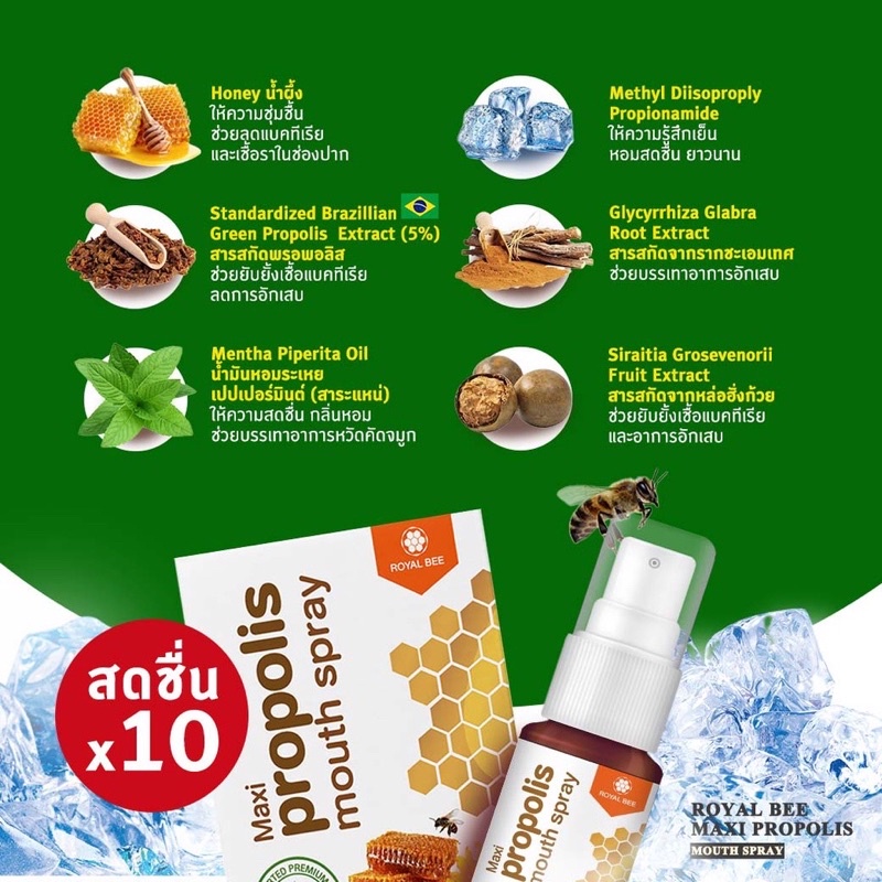 ภาพสินค้าPropoliz 20ML รอยัลบี แมกซี่ โพรโพลิส เม้าท์ สเปรย์ Royal bee Maxi Propolis mouth spray เกรด A พร้อมส่ง จากร้าน goodmoodbox_1 บน Shopee ภาพที่ 6