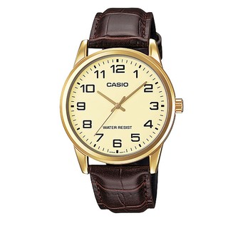 สินค้า Casio นาฬิกาข้อมือผู้ชาย สีน้ำตาล/ทอง สายหนัง รุ่น MTP-V001GL-9BUDF,MTP-V001GL-9B,MTP-V001GL