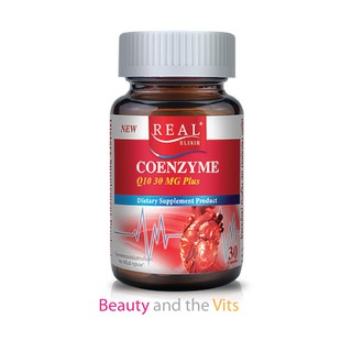 Real Elixir CO Q10 PLUS 30mg 30 capsules โค คิวเทน บำรุงหัวใจ พร้อมป้องกันและลดเลือนริ้วรอย (1ขวด)