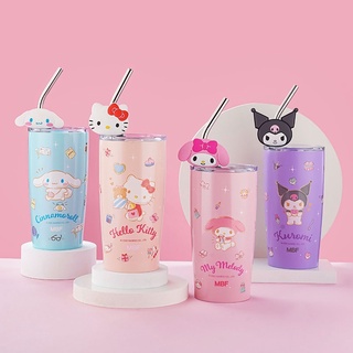 New!! แก้วเก็บอุณหภูมิ แก้วแสตนเลสพร้อมหลอด ตัวการ์ตูน 3D Sanrio สุดน่ารัก 💕 เก็บร้อน-เย็น สแตนเลส 304 หนา 5 ชั้น