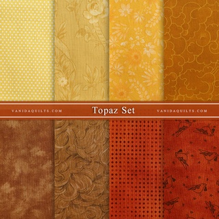 ผ้าคอตตอนนอกจัดเซ็ต โทนสีเหลืองส้ม Topaz Set จำนวน 8 ชิ้น (รหัส CottonSet0024)