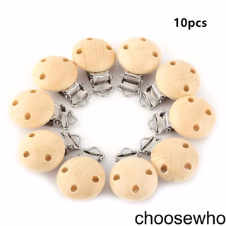 [CHOO] 10Pcs Round Wooden Baby Pacifier Clip 3 Holes Infants Nipple Clasps DIY Toddlers Accessories