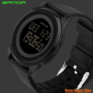 9mm Super Slim Sanda Sport Watch Men Brand Luxury Electronic LED Digital Wrist Watches For Men Male Clock Relogio Mascul