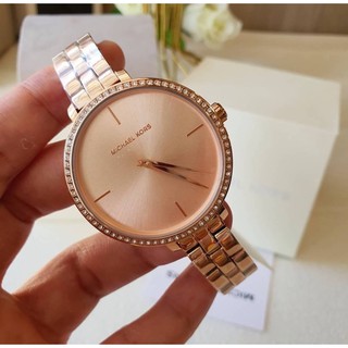 (ผ่อน0%) นาฬิกา Michael Kors Womens Charley Three-Hand Rose Gold-Tone Stainless Steel Watch MK4400 38มม. สีโรสโกลด์