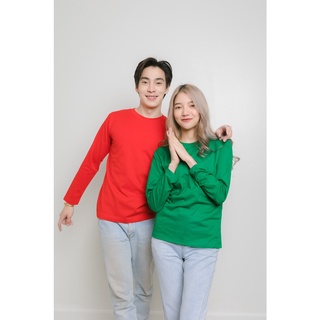 เสื้อยืดแขนยาว สีเขียวไมโล แดงสด โทนคริสมาส christmas tone แขนยาว