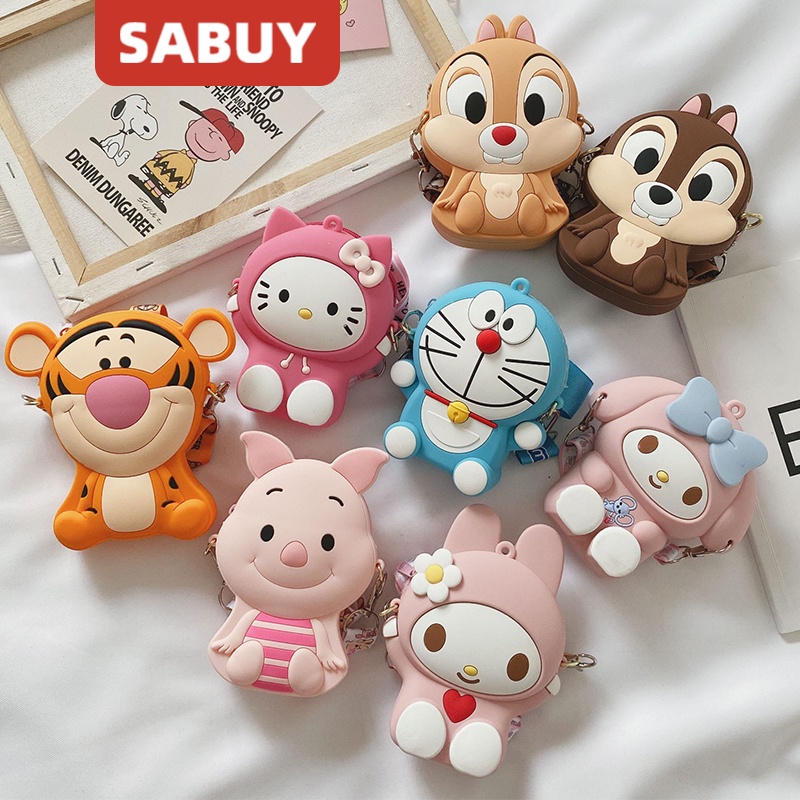 sabuy-disney-กระเป๋าสะพายข้างเด็ก-กระเป๋ากาตูนย์-ลายการ์ตูนน่ารัก-mickey-minnie-hello-kitty-line-friends