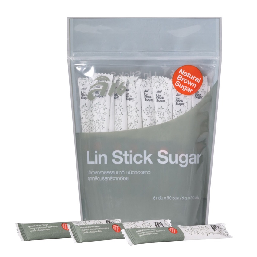 ลิน น้ำตาลทรายแดงชนิดซอง ขนาด 6 กรัม x50 ซอง LIN NATURAL BROWN SUGAR IN ...