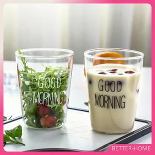[A641] แก้วกาแฟ สกินตัวหนังสือ Good MORNING  ดีไซน์เลิศ  Breakfast glass