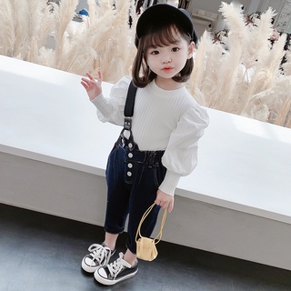 ชุดเอี้ยมเด็กผู้หญิง ชุดเด็กผู้หญิงสไตล์เกาหลี  ทรงคาวบอยสุดเท่ห์ พรีเมี่ยม (ขนาด 90-130 cm.)