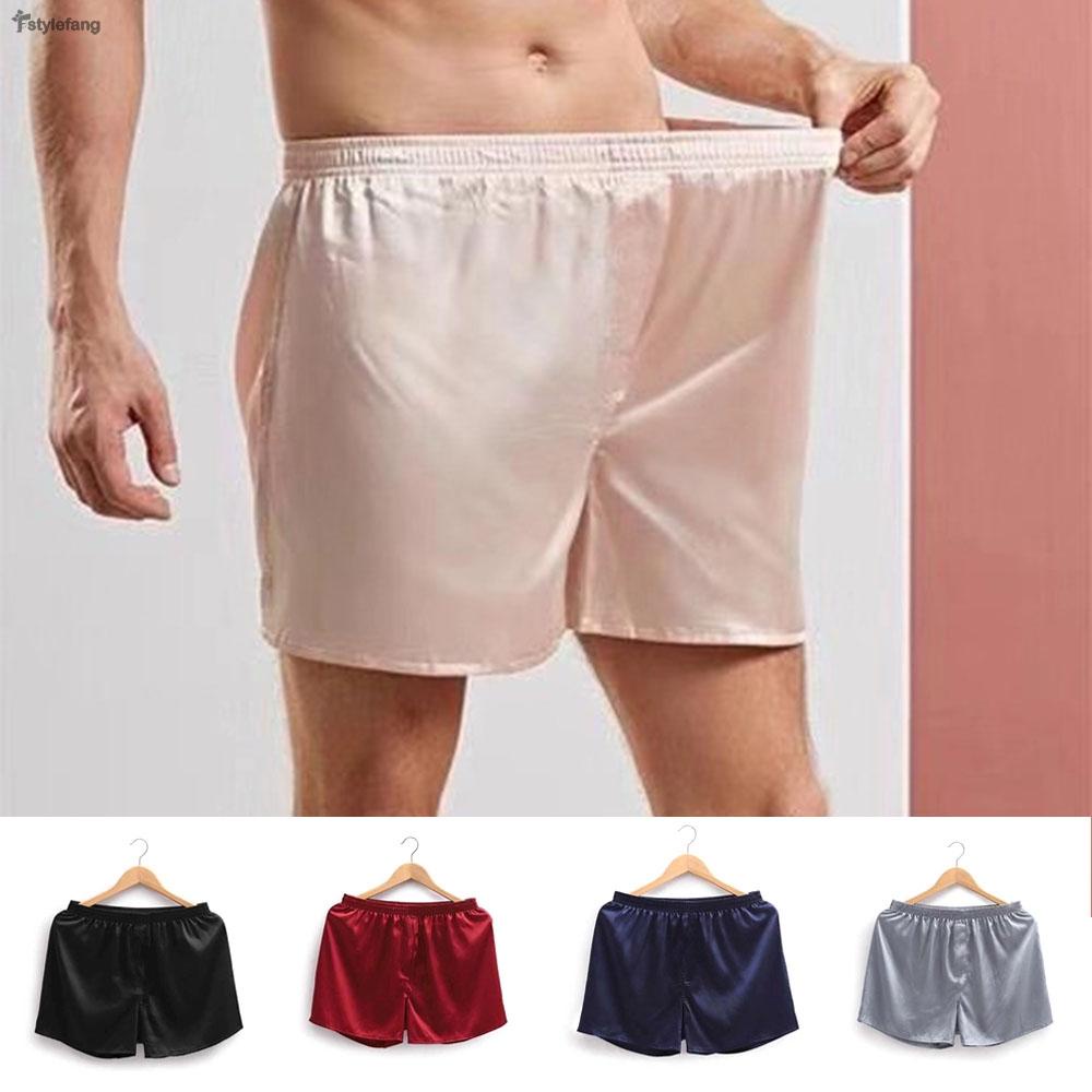 STYLEFMen Satin Solid Boxer Briefs Trunks Underwear/Nightwear Pyjamas