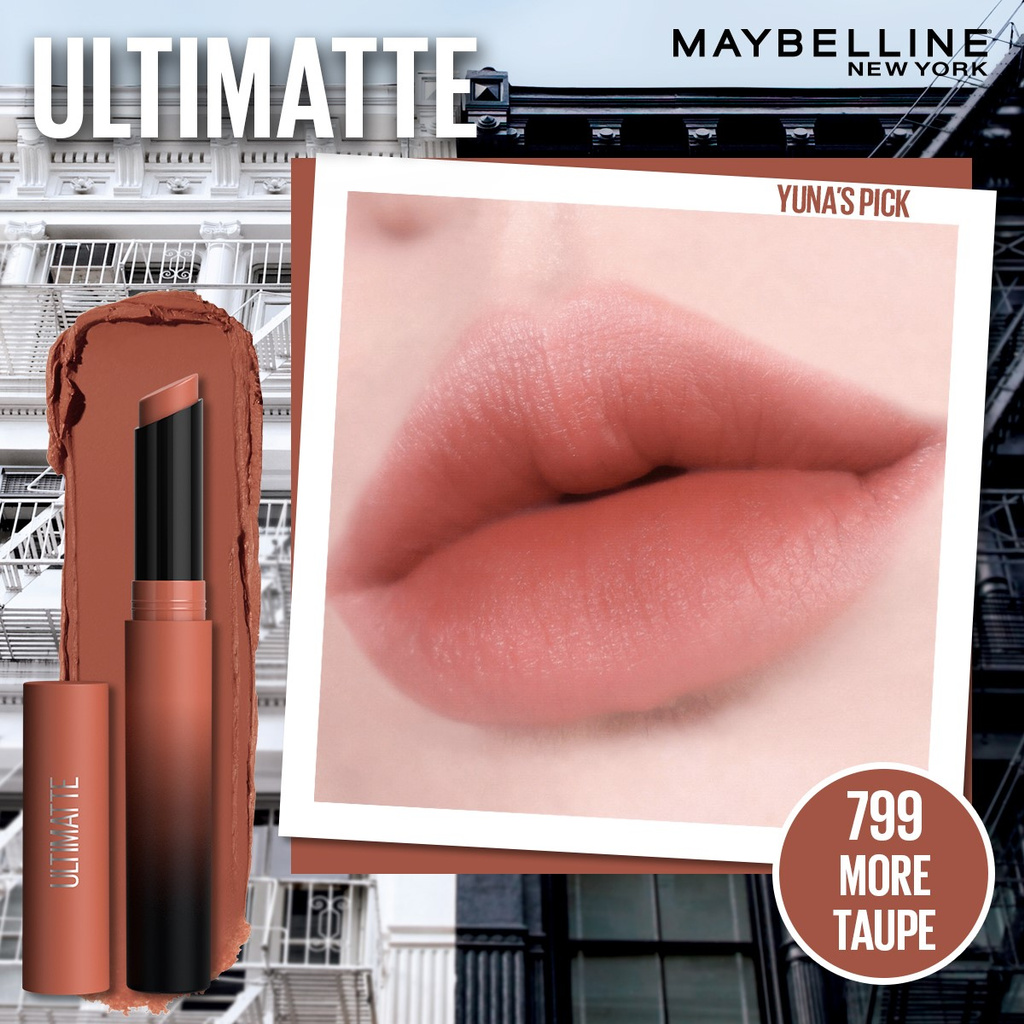 10 สีใหม่ Maybelline Ultimatte by Color Sensational Lipstick เมย์เบอลีน  นิวยอร์ก อัลทิแมท ลิปแมทผสมเบลอลิ่งเจล 1.7 g. | Shopee Thailand