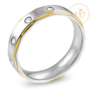 555jewelry แหวนแฟชั่นสแตนเลส ประดับเพชร CZ เม็ดกลมรอบวง ดีไซน์คลาสสิค รุ่น MNC-R025 - แหวนผู้หญิง แหวนสวยๆ (R54]