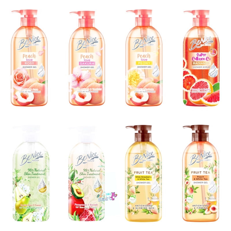 benice-love-me-peach-shower-gel-peach-love-450ml-fruit-tea-98-natural-skin-treatment-super-collagen-c-450ml