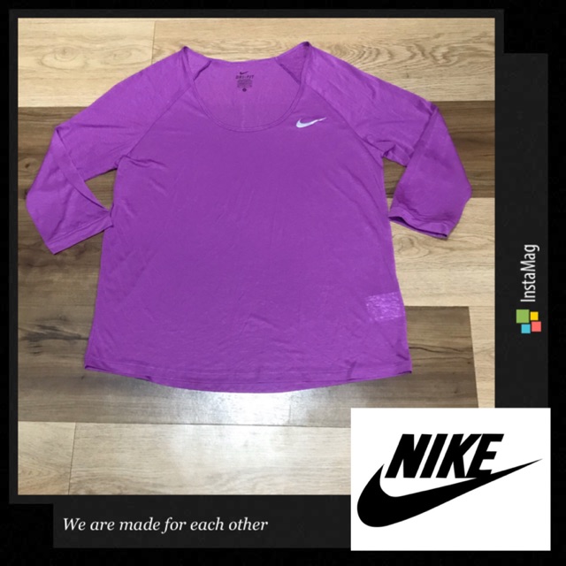 มือ1-เสื้อกีฬา-nike-สีม่วง-dri-fit-ของแท้