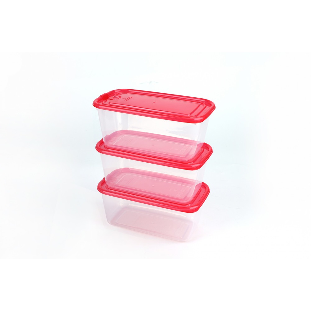gome-ชุดกล่องอาหารพลาสติกทรงสี่เหลี่ยม-960-ml-3-ชิ้น-แพ็ค-e3045b-สีแดง