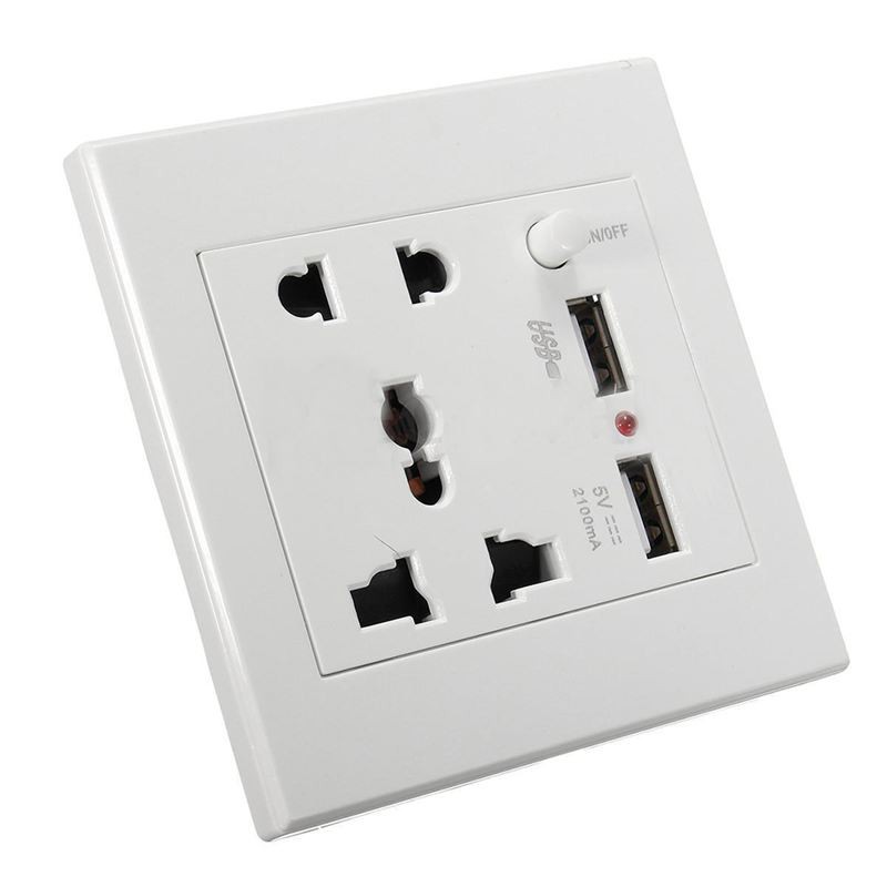 2.1A Dual USB Wall Charger Socket Adapter Universial Power Outlet Panel ...