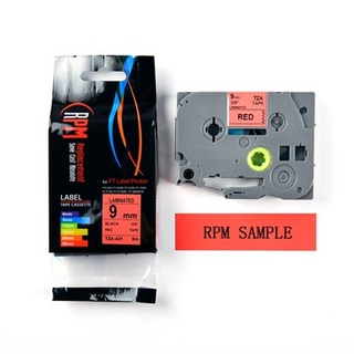 เทปพิมพ์อักษร 9 มม. อักษรดำพื้นแดงRPM TZA-421