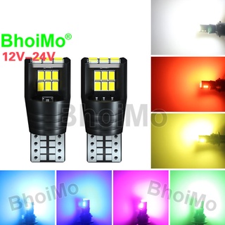 Bhoimo หลอดไฟ LED DC24V T10 W5W 194 168 18SMD 2016 กว้าง DC12V สําหรับติดป้ายทะเบียนรถยนต์ รถจักรยานยนต์