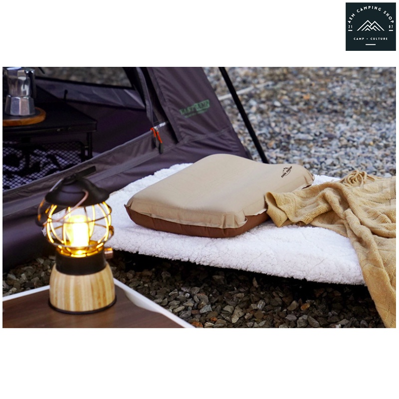 พร้อมส่งจากไทย-หมอนเป่าลมอัตโนมัติ-หมอนแคมป์-หมอนพกพาพับเก็บได้-outdoor-camping-pillow-สีน้ำตาล