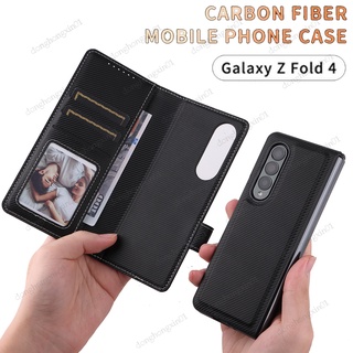 เคสหนัง ฝาพับ พร้อมช่องใส่บัตร หรูหรา สําหรับ Samsung Galaxy Z Fold4 Fold 4 Fold3 5G