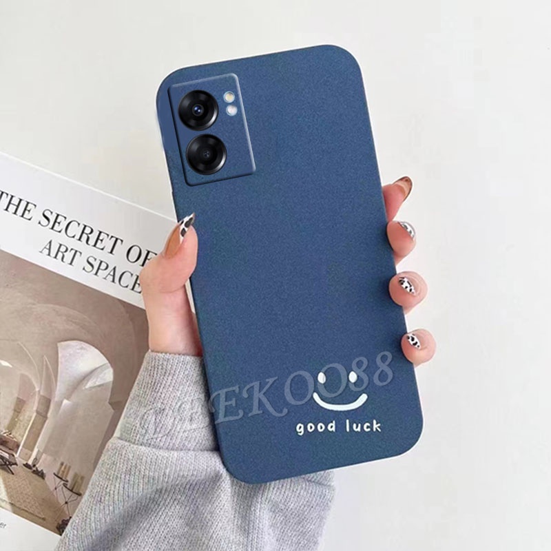 พร้อมส่ง-เคสโทรศัพท์มือถือแบบนิ่ม-oppo-a77-a96-a95-a76-a57-a93-a16k-a16e-a16-5g-4g-phone-case-matte-tpu-softcase-handphone-casing-solid-color-smiling-face-back-cover-oppoa57-oppoa77